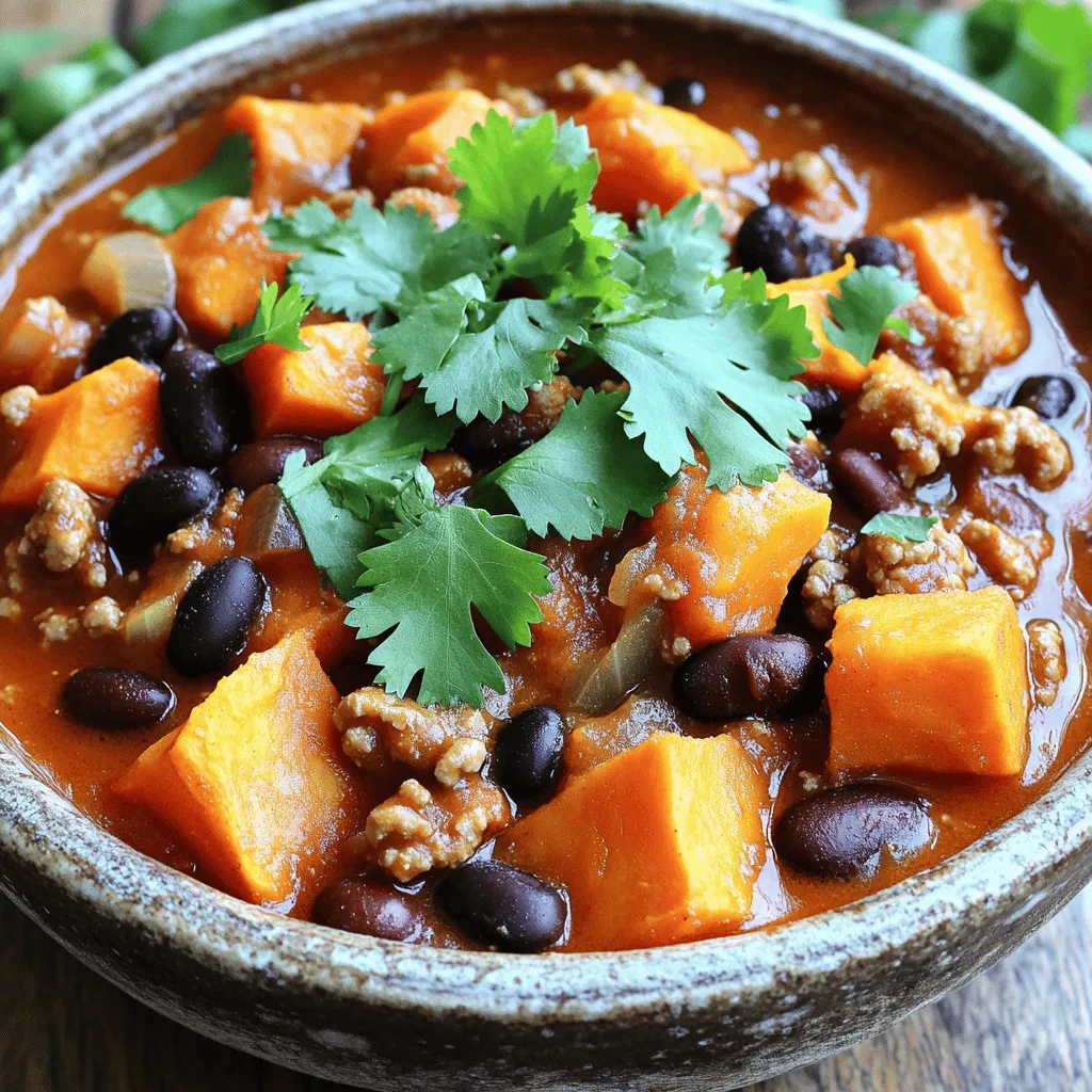 Süßkartoffel Puten Chili nahrhafte und einfache Mahlzeit