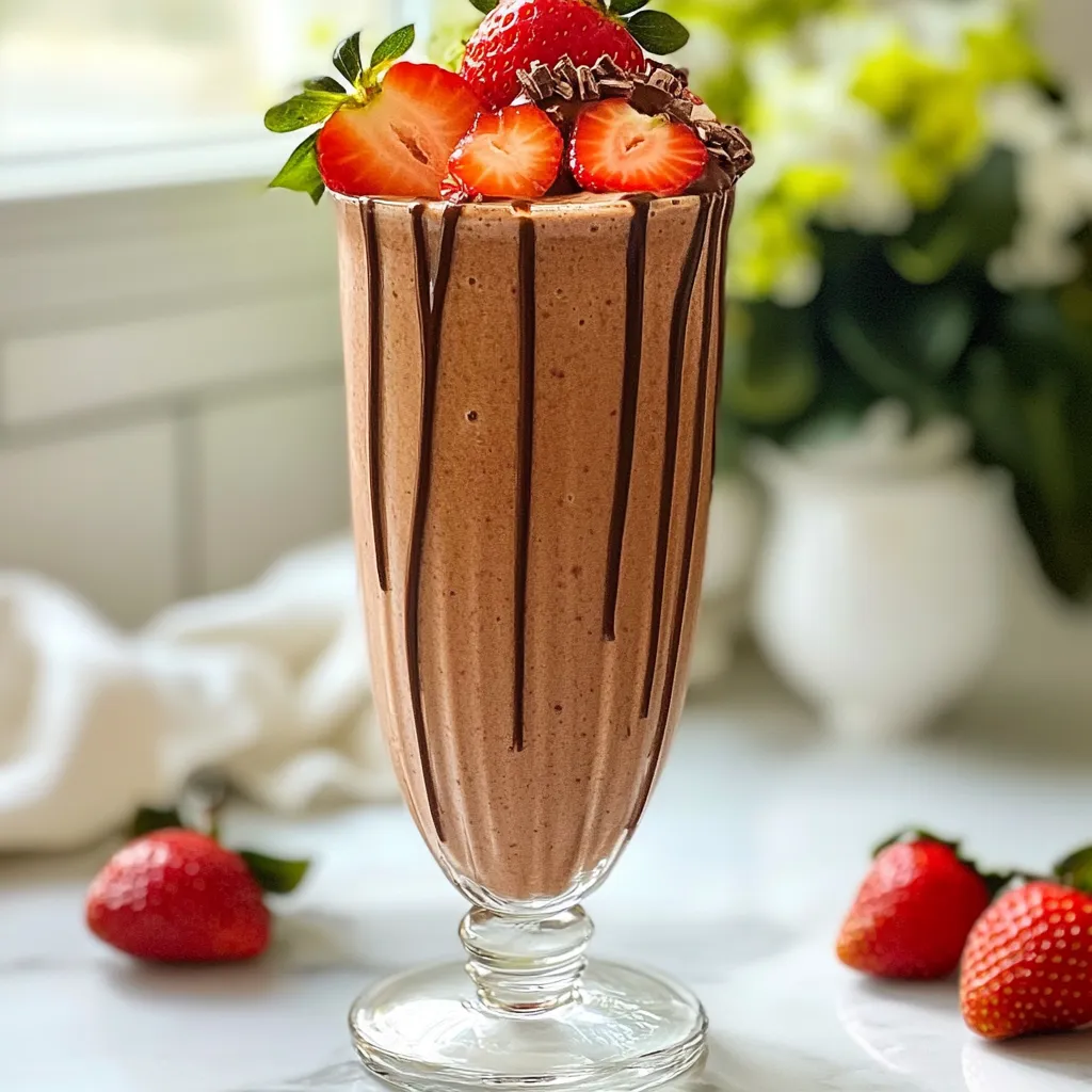 Schokoladenüberzogener Erdbeer-Smoothie cremig lecker