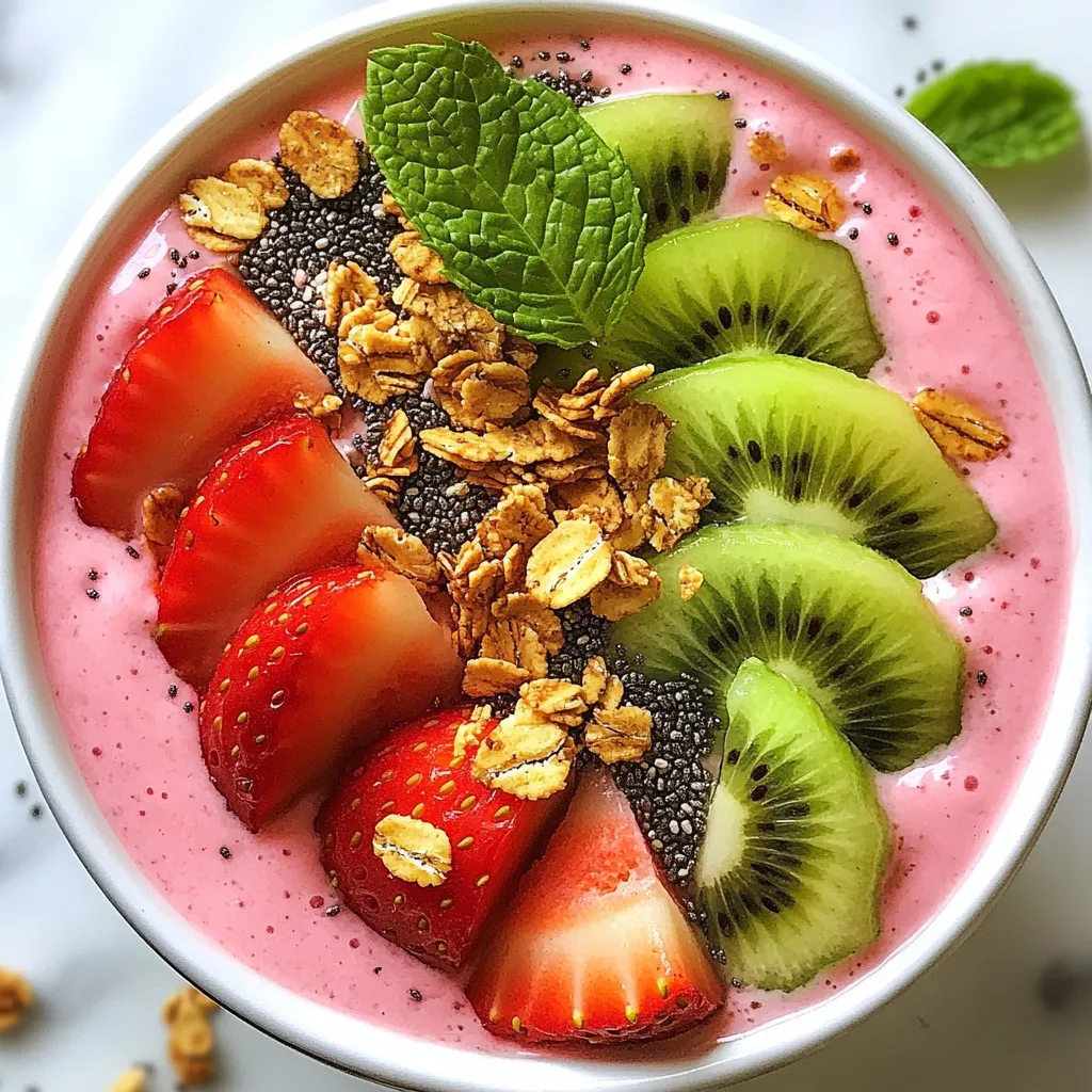 Strawberry Kiwi Smoothie Bowl mit frischen Zutaten