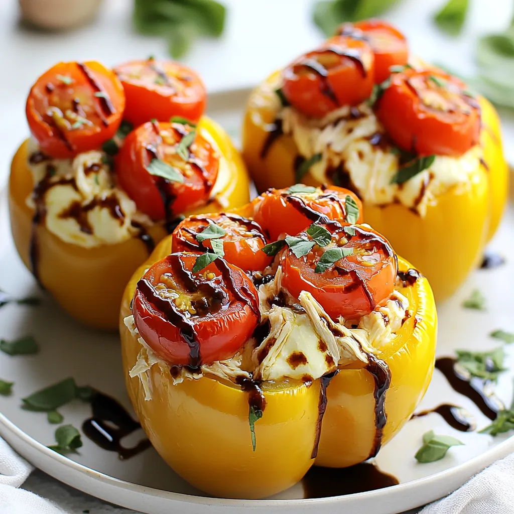 Caprese Chicken Stuffed Peppers Köstliches Rezept
