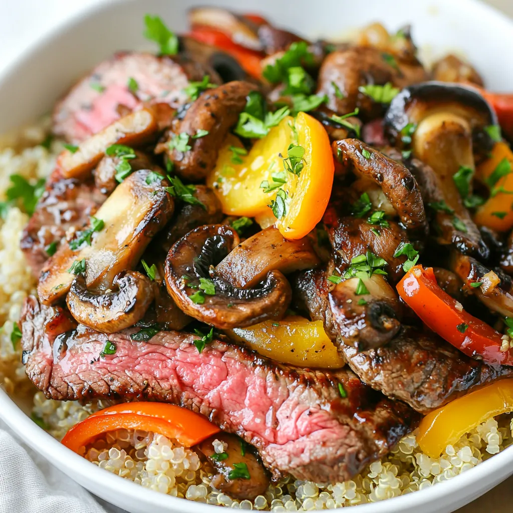 Balsamic Mushroom Steak Bowls Einfaches Rezept genießen