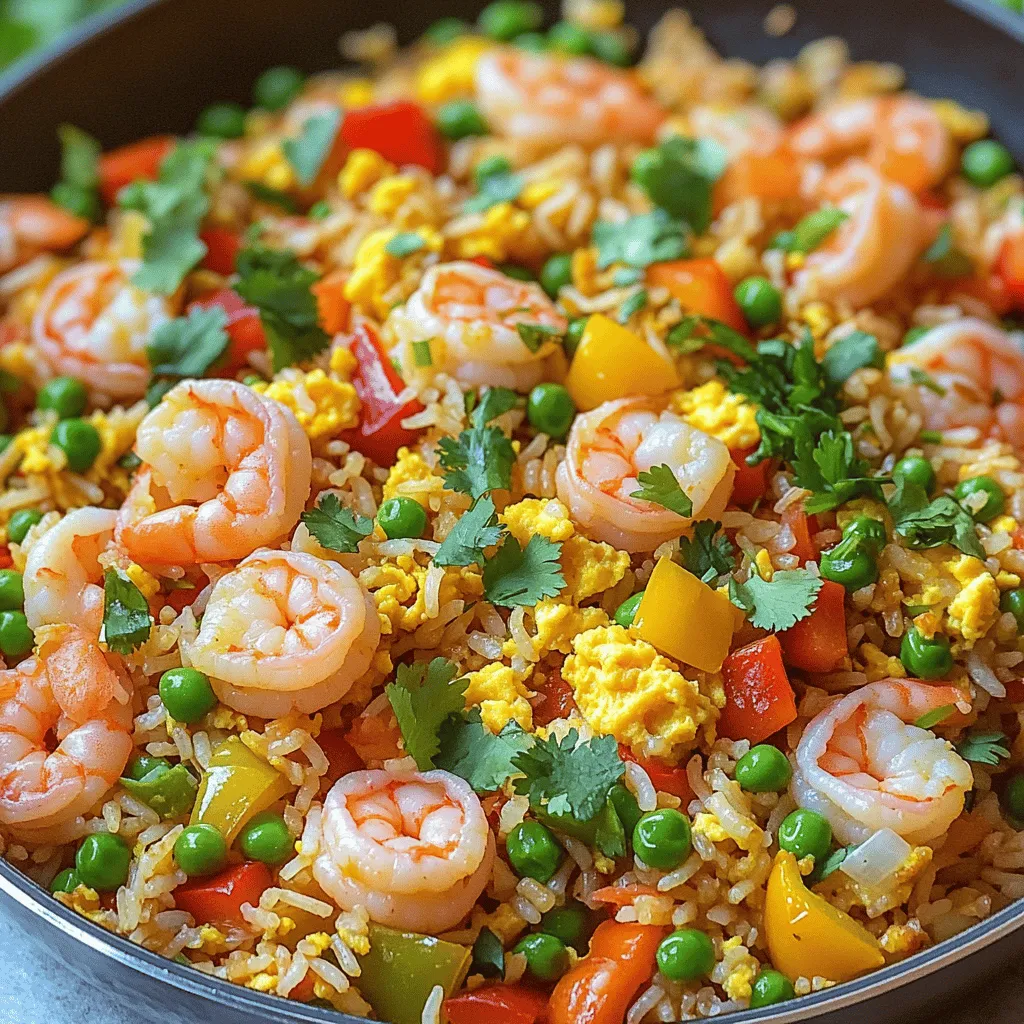 Einfache Garnelen gebratener Reis Schnelle und leckere Mahlzeit
