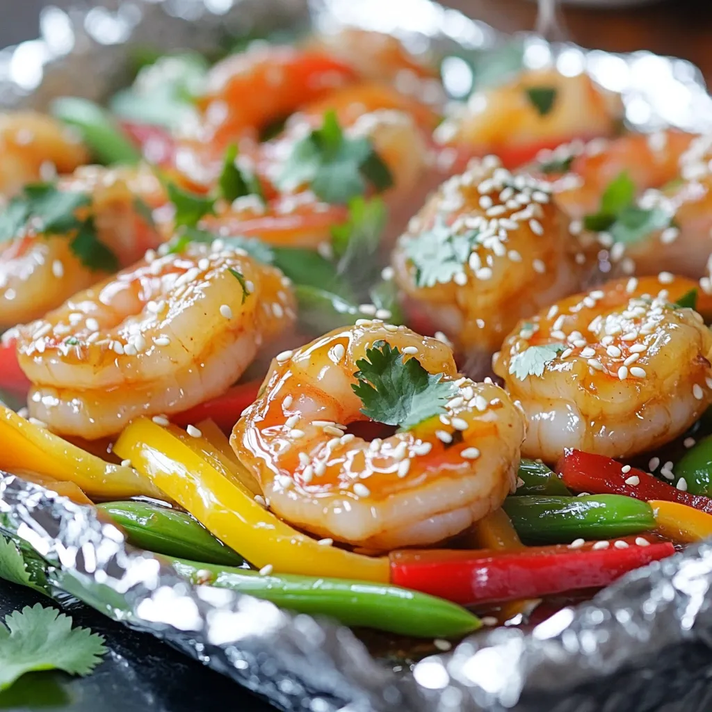 Honig Knoblauch Garnelen Foil Packs Einfache Delikatesse