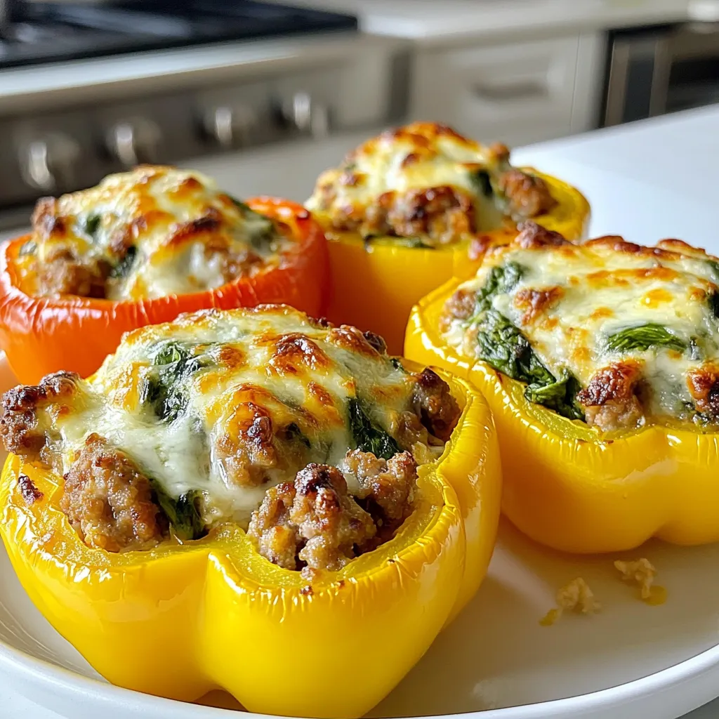 Creamy Spinach Sausage Stuffed Peppers Genuss Pur