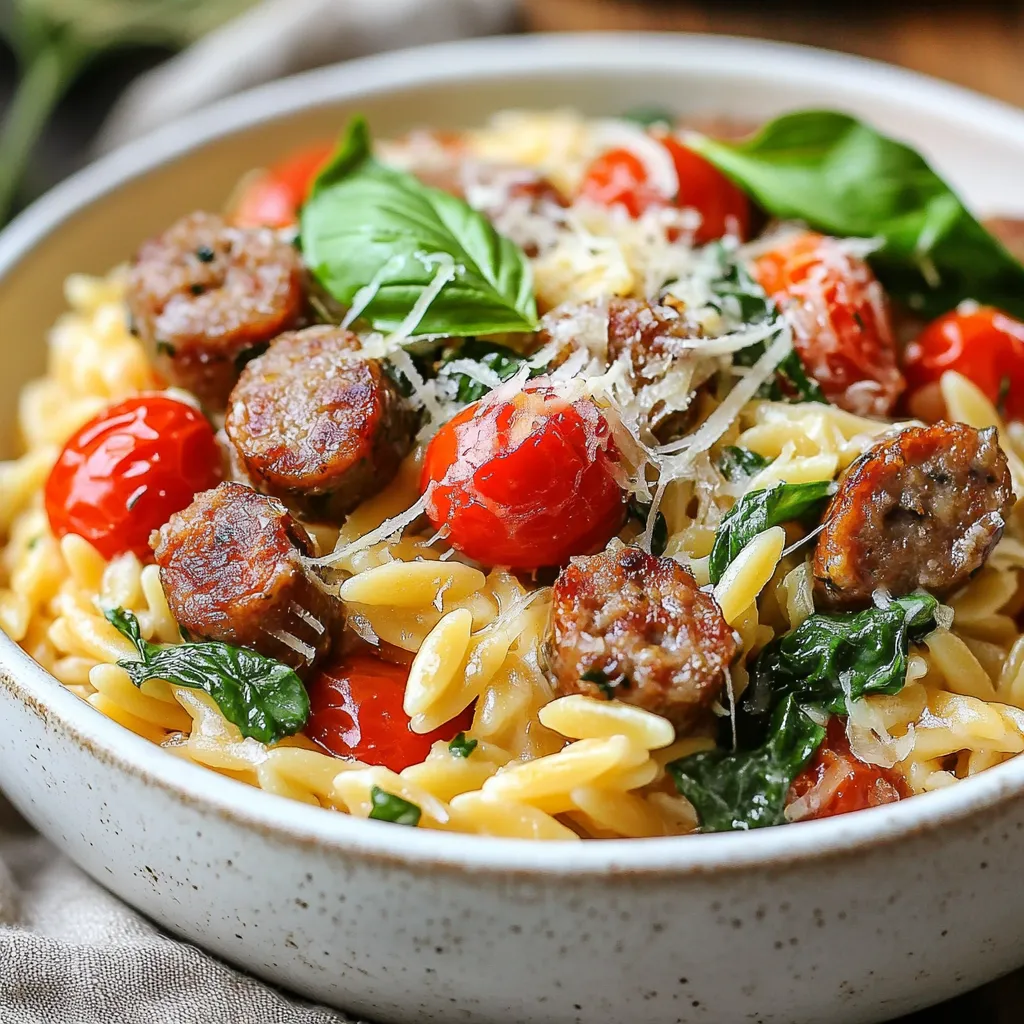 Creamy Tuscan Orzo with Sausage Einfaches Rezept
