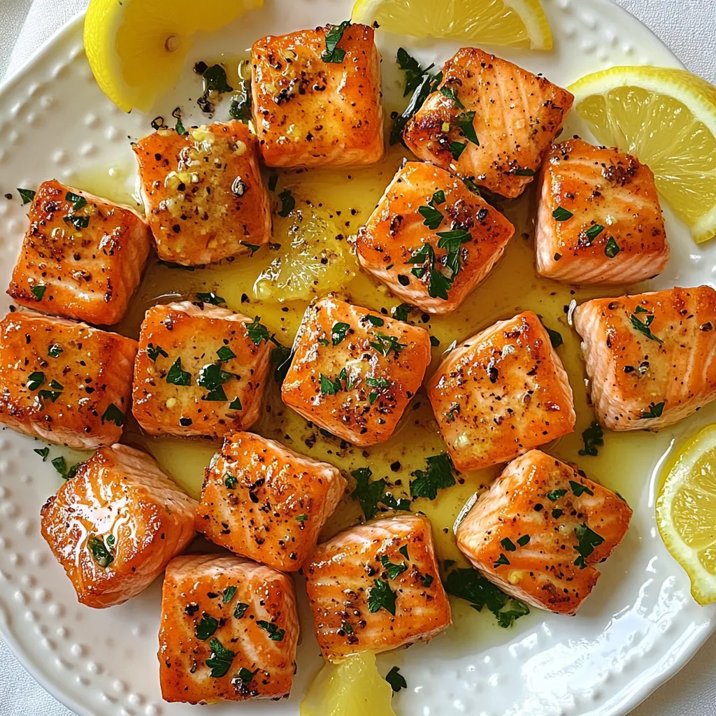 Knoblauch-Butter-Lachs-Bissen Schnelles und Einfaches Rezept