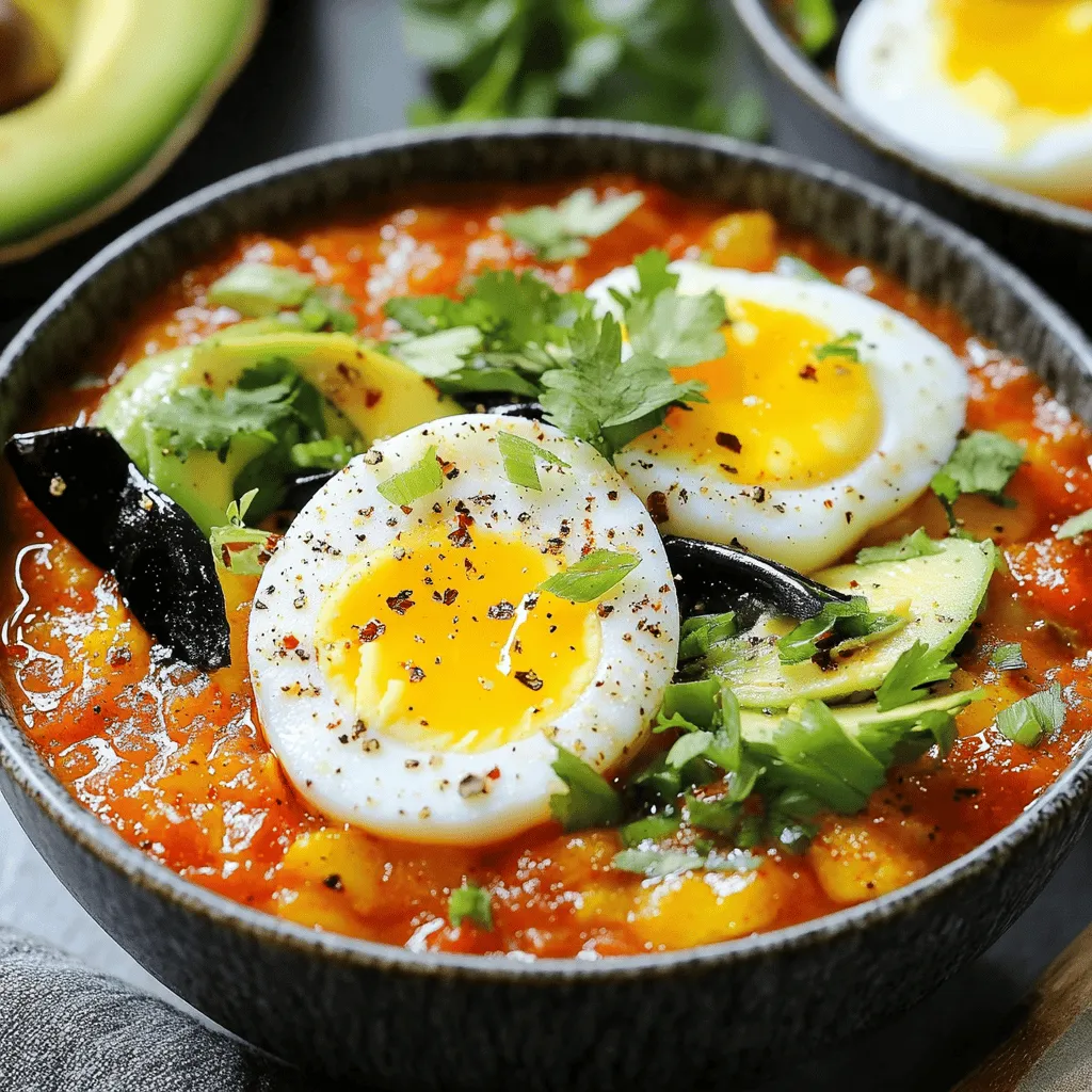 Für ein leckeres Frühstücks-Chili mit Eiern brauchst du einige einfache Zutaten. Du benötigst schwarze Bohnen, Kichererbsen, Paprika, Zwiebel, Knoblauch, Tomaten, Eier und Gewürze. Diese Zutaten machen dein Chili nahrhaft und schmackhaft.