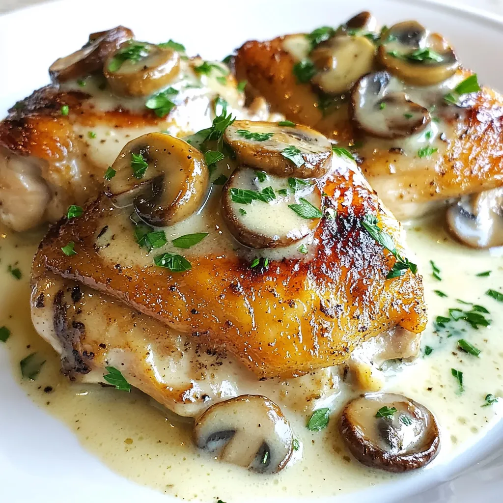 Cremige Champignon-Hähnchenschenkel Einfaches Rezept