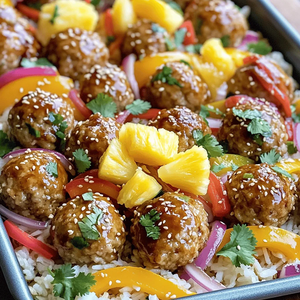 Sheet-Pan Pineapple Teriyaki Meatballs Schnelles Gericht