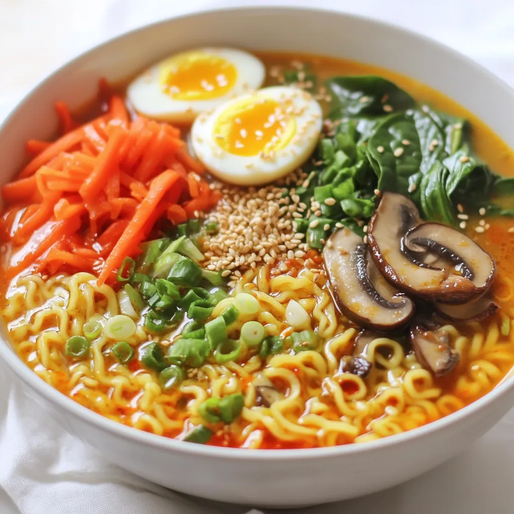 Spicy Sriracha Veggie Ramen Schnelle und einfache Mahlzeit
