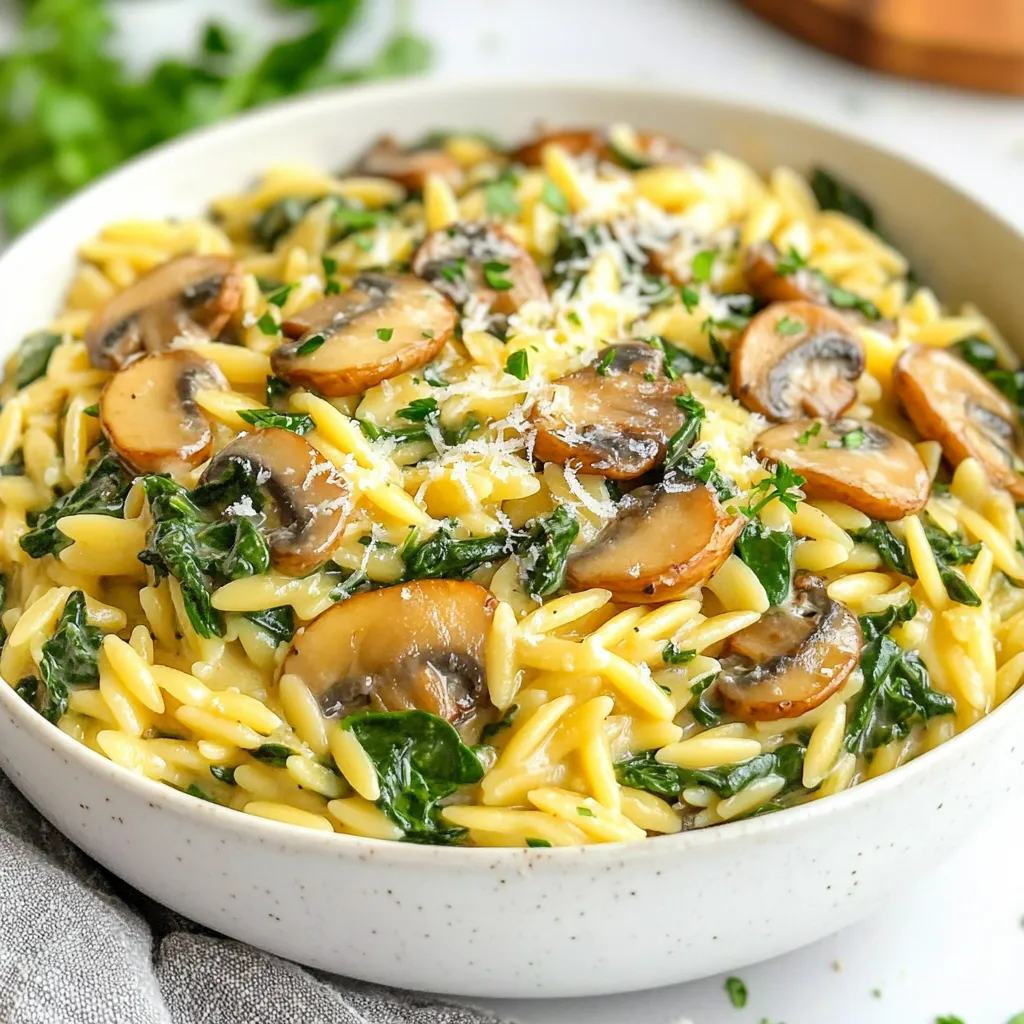 Cremiger Pilz-Spinat-Orzo Lecker und Einfach Zubereiten