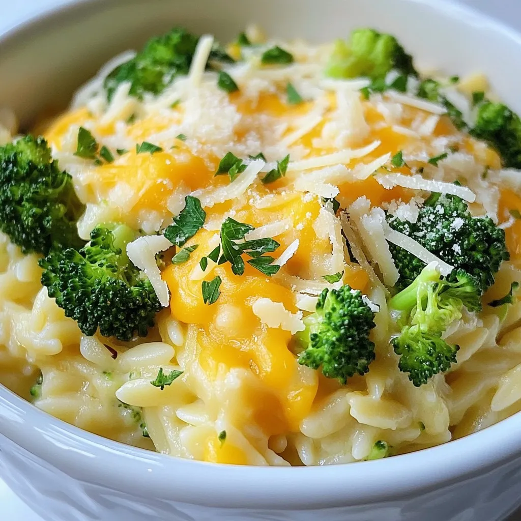 Cremiger Brokkoli Cheddar Orzo Einfaches Rezept
