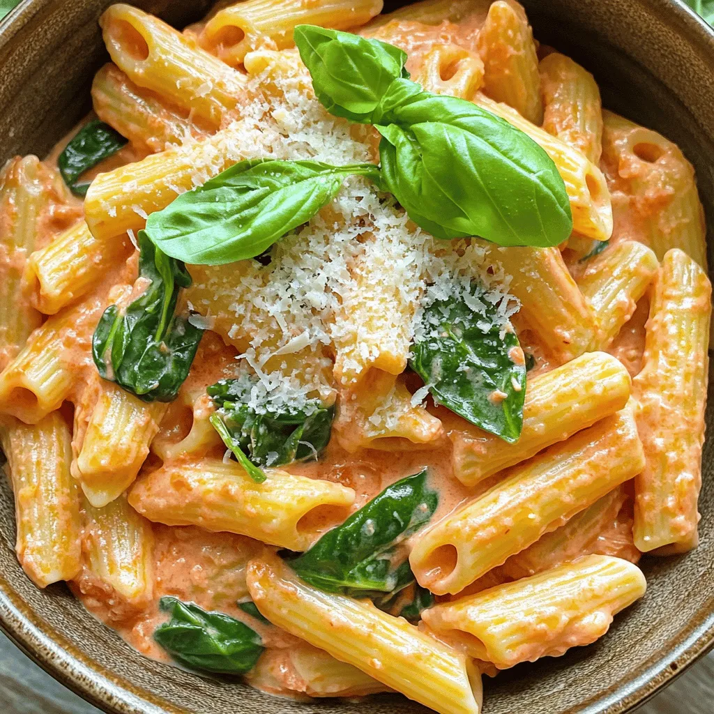 Cremige Tomaten-Spinat-Pasta Schnelles Rezept