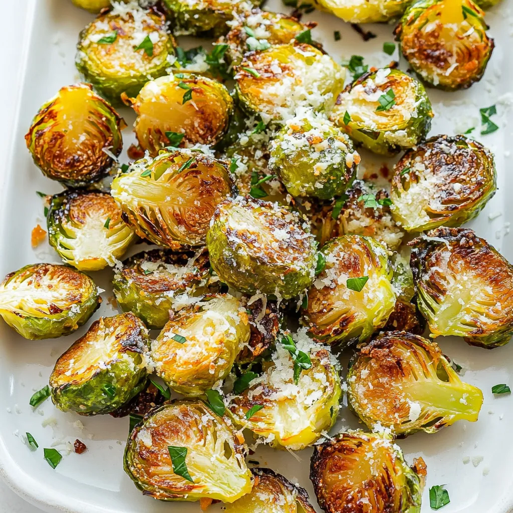 Knusprige Knoblauch-Parmesan-Rosenkohl-Leckerei