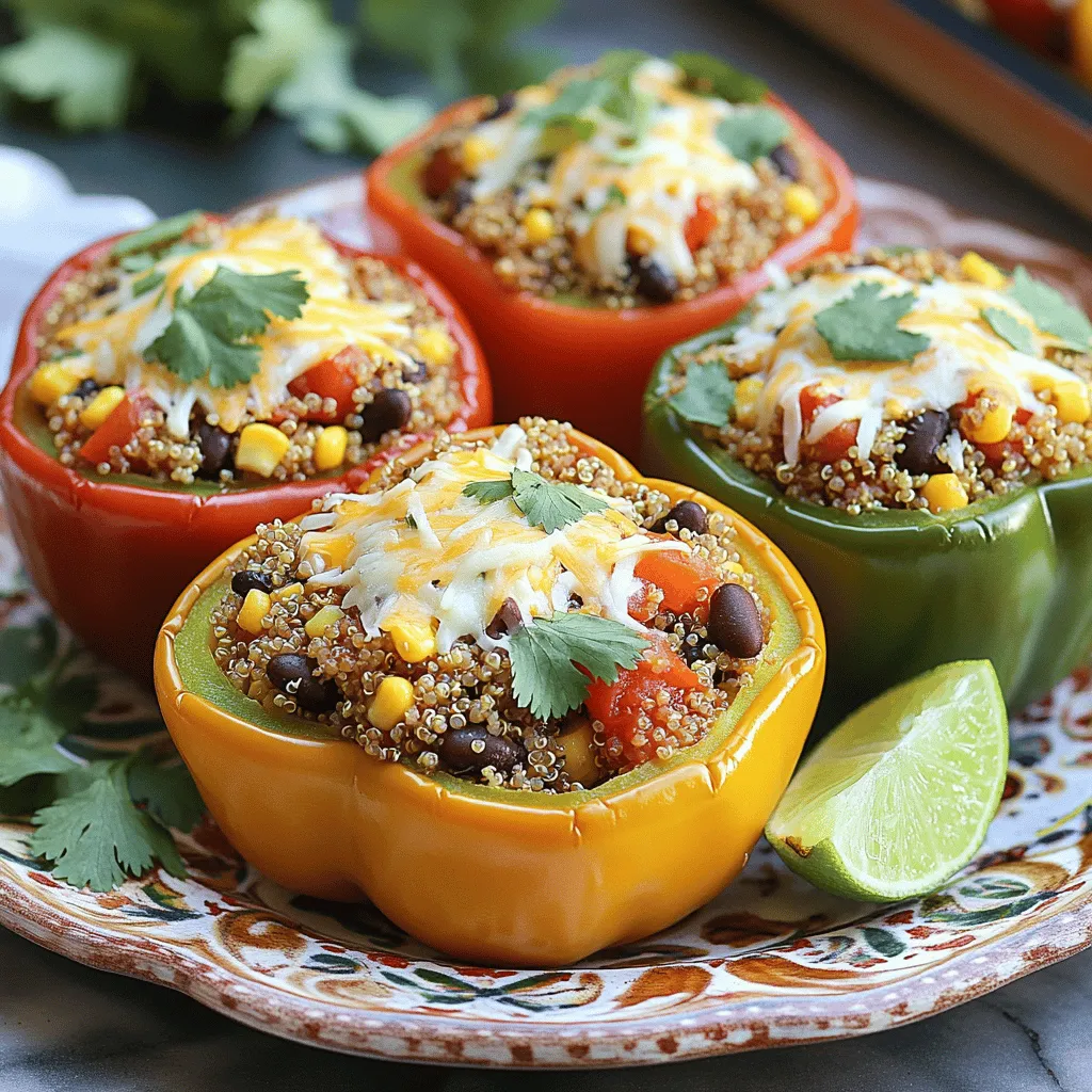 Herzhafte Quinoa gefüllte Paprika einfach zubereiten