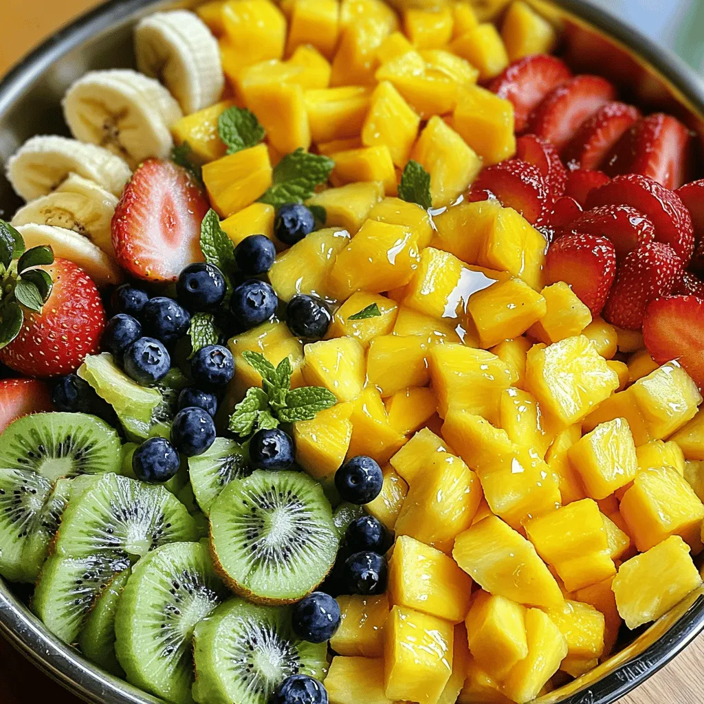 Tropical Fruit Salad with Honey Lime Dressing frisch genießen