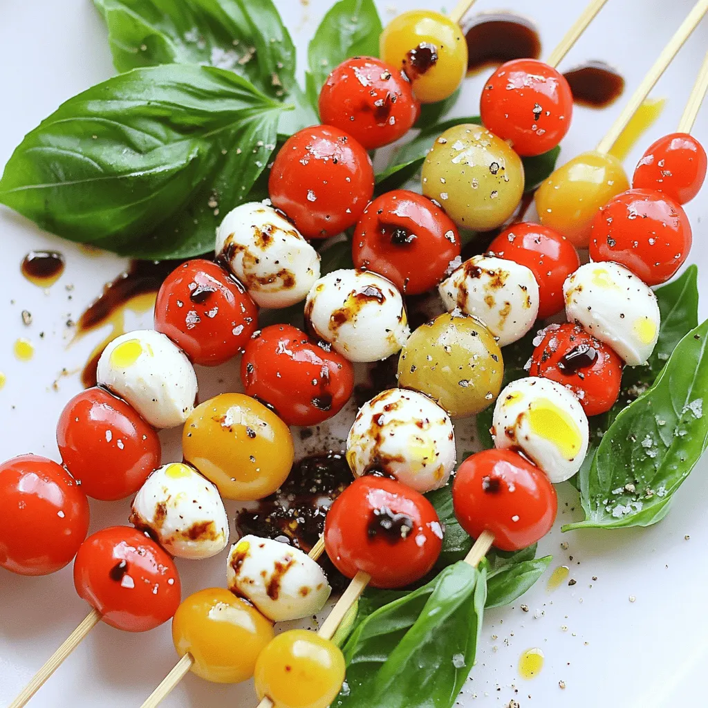Tomato Basil Mozzarella Skewers Frisch und Lecker