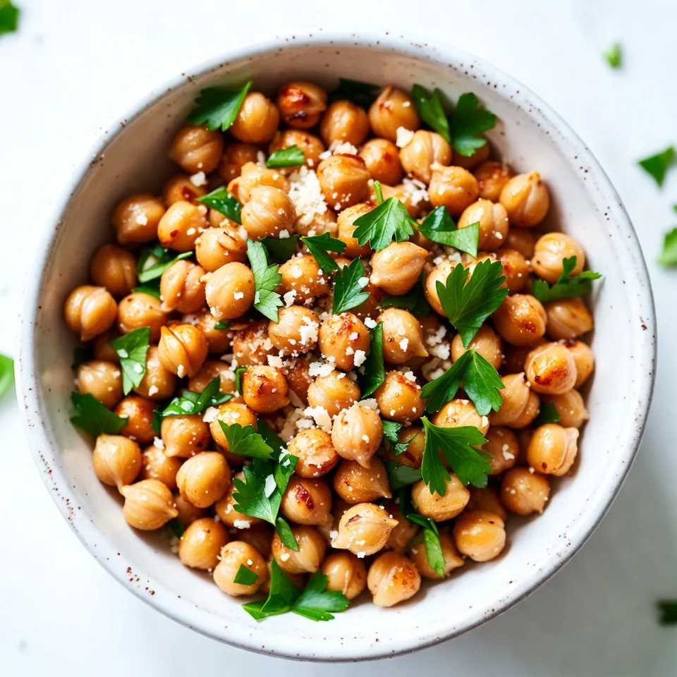 Knoblauch Parmesan Röstkichererbsen Knuspriger Snack