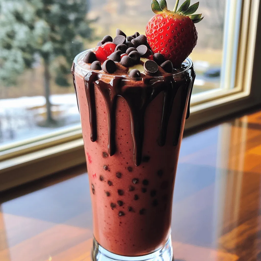 Schokoladenüberzogener Erdbeer-Smoothie Frisch und Lecker