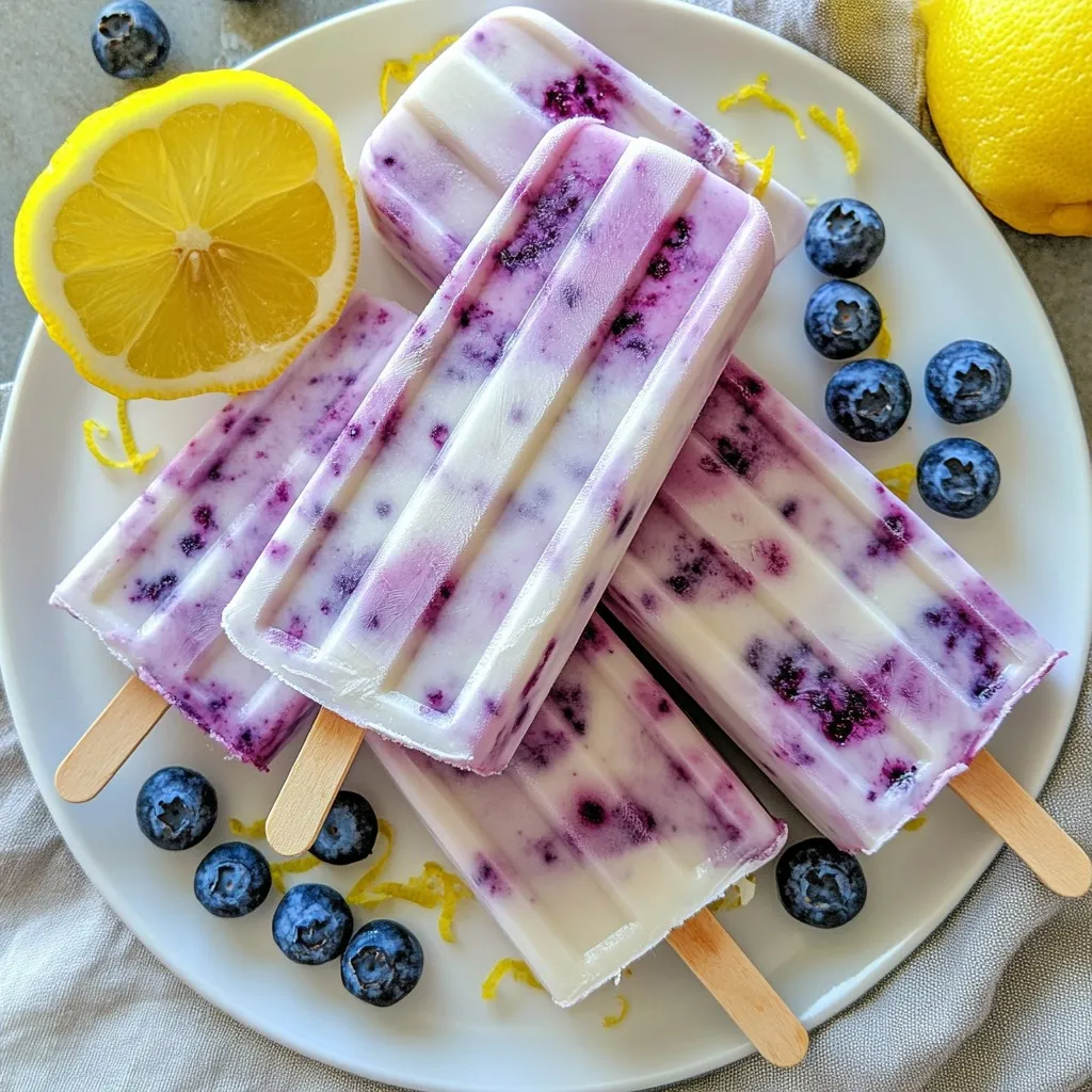 Blaubeeren Zitronen Joghurt Popsicles Fruchtiger Genuss