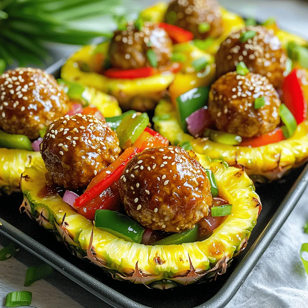 Sheet Pan Teriyaki Meatball Pineapple Bowls Rezept