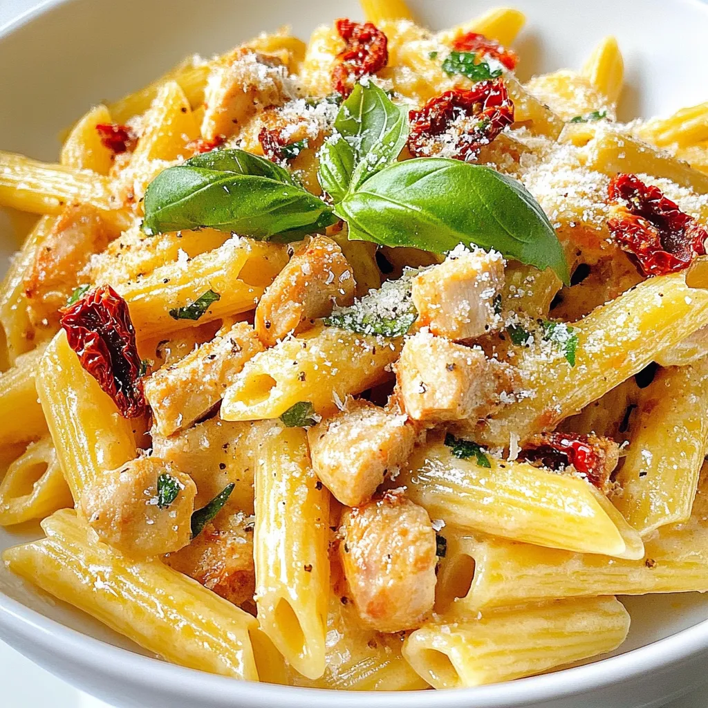 Cremige getrocknete Tomaten-Hähnchen-Pasta Rezept
