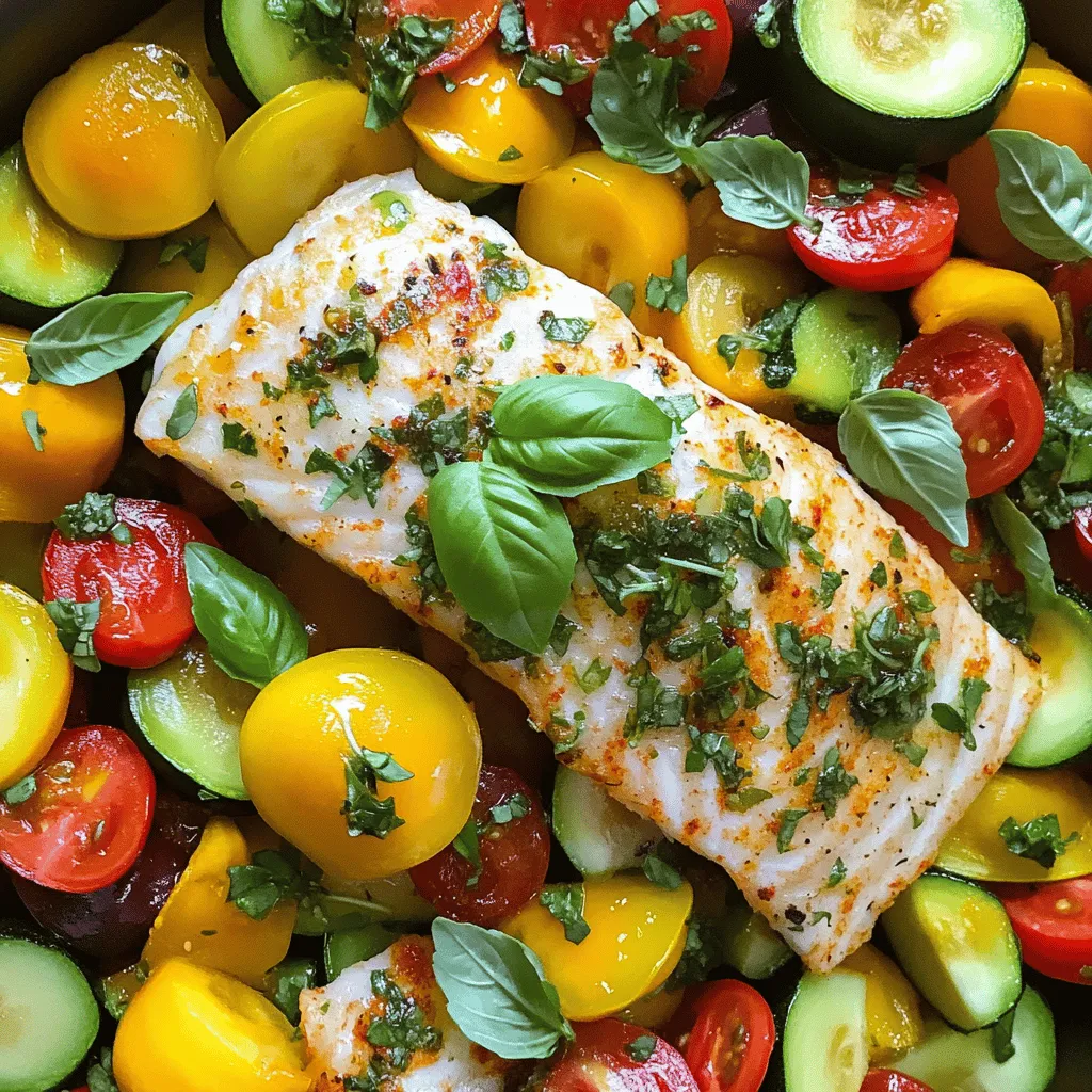 Lachsfilet auf mediterranem Gemüse voller Aromen