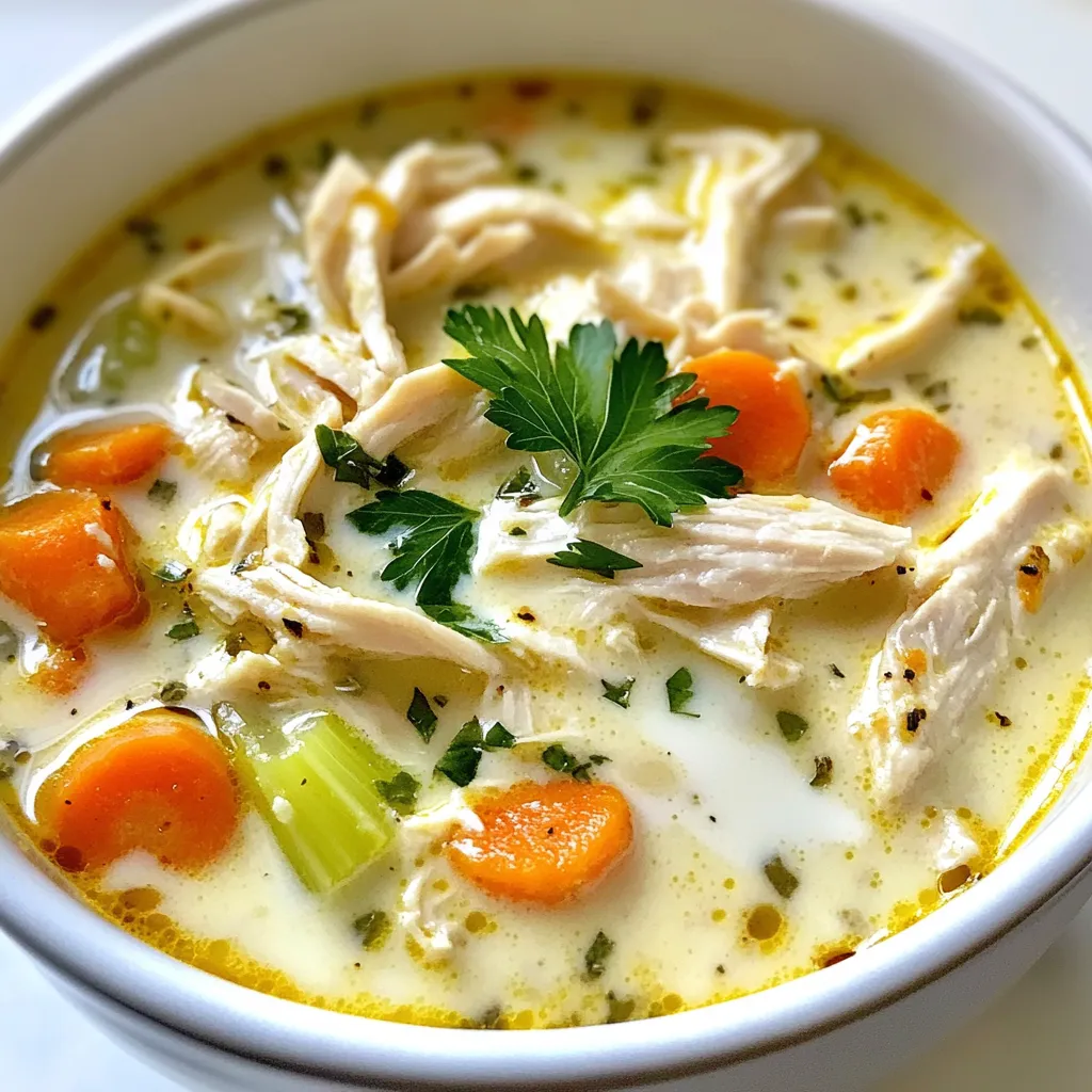 Cremige Knoblauch-Kräuter-Hühnersuppe Einfaches Rezept