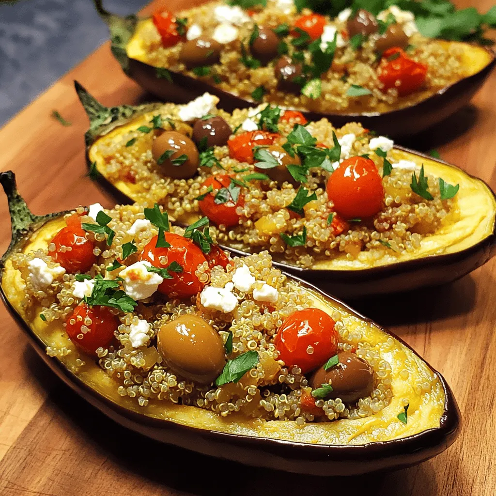 Griechische Stuffed Eggplant Boats Köstlich und Gesund