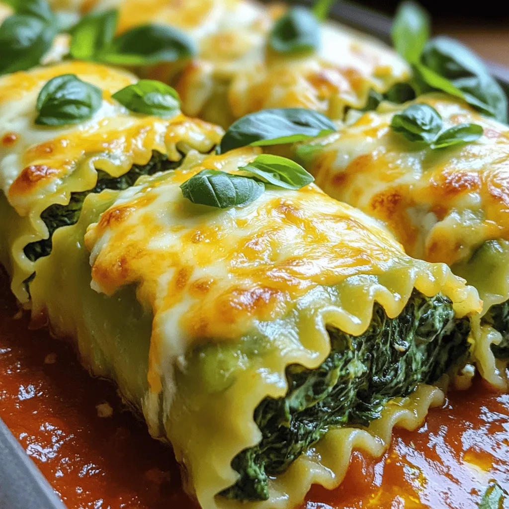 Cheesy Spinach Lasagna Rolls Köstlicher Genuss