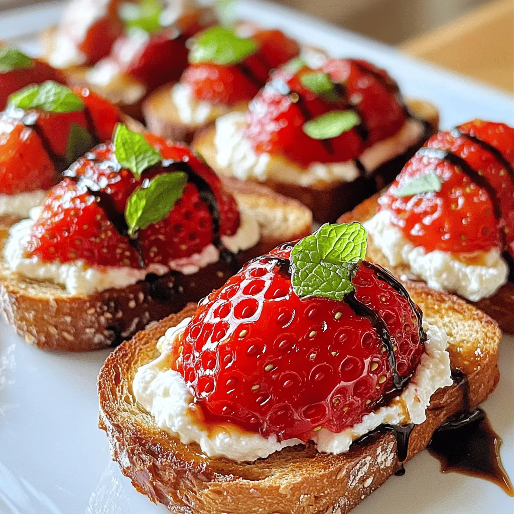 Für geröstetes Erdbeer-Ricotta-Toast brauchst du frische Erdbeeren, Ricotta und Brot. Die Erdbeeren geben eine süße Note. Ricotta sorgt für eine cremige Textur. Vollkornbrot oder Ciabatta bietet einen schönen Crunch. Du kannst auch Honig oder Ahornsirup für Süße hinzufügen. Ein Hauch von Vanilleextrakt verfeinert die Ricotta. Eine Prise Salz hebt die Aromen hervor. Balsamico-Creme und frische Minze machen das Gericht besonders.