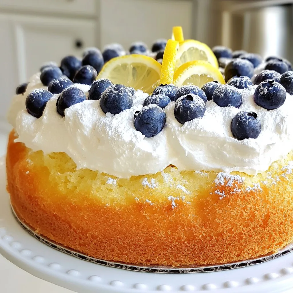 Lemon Blueberry Angel Food Cake Frisch und Saftig
