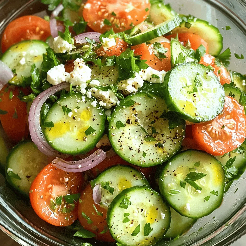 Cucumber Tomato Salad with Feta Frisch und Knackig