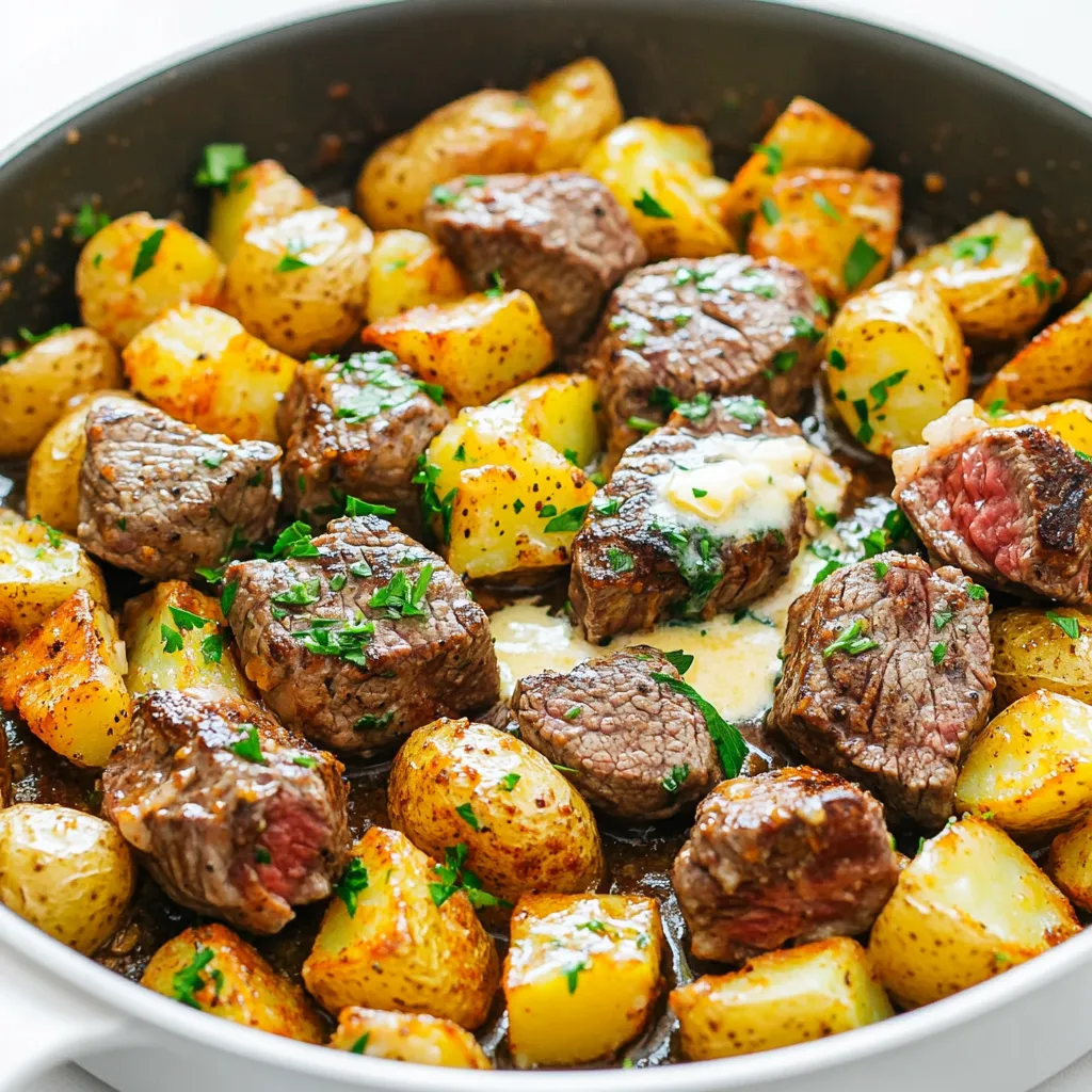 Knoblauchbutter Steak Kartoffeln Pfanne Würzige Delikatesse