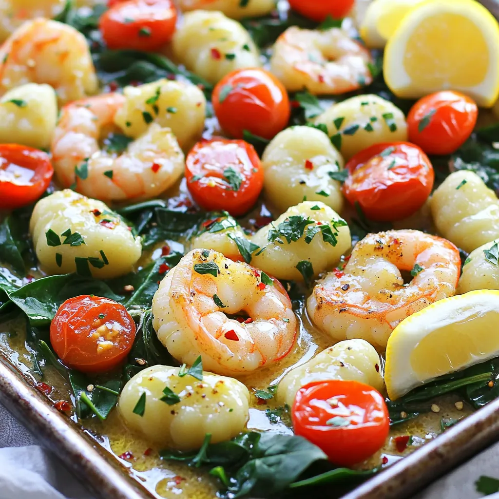 Einfaches Sheet-Pan Garlic Butter Gnocchi und Garnelen