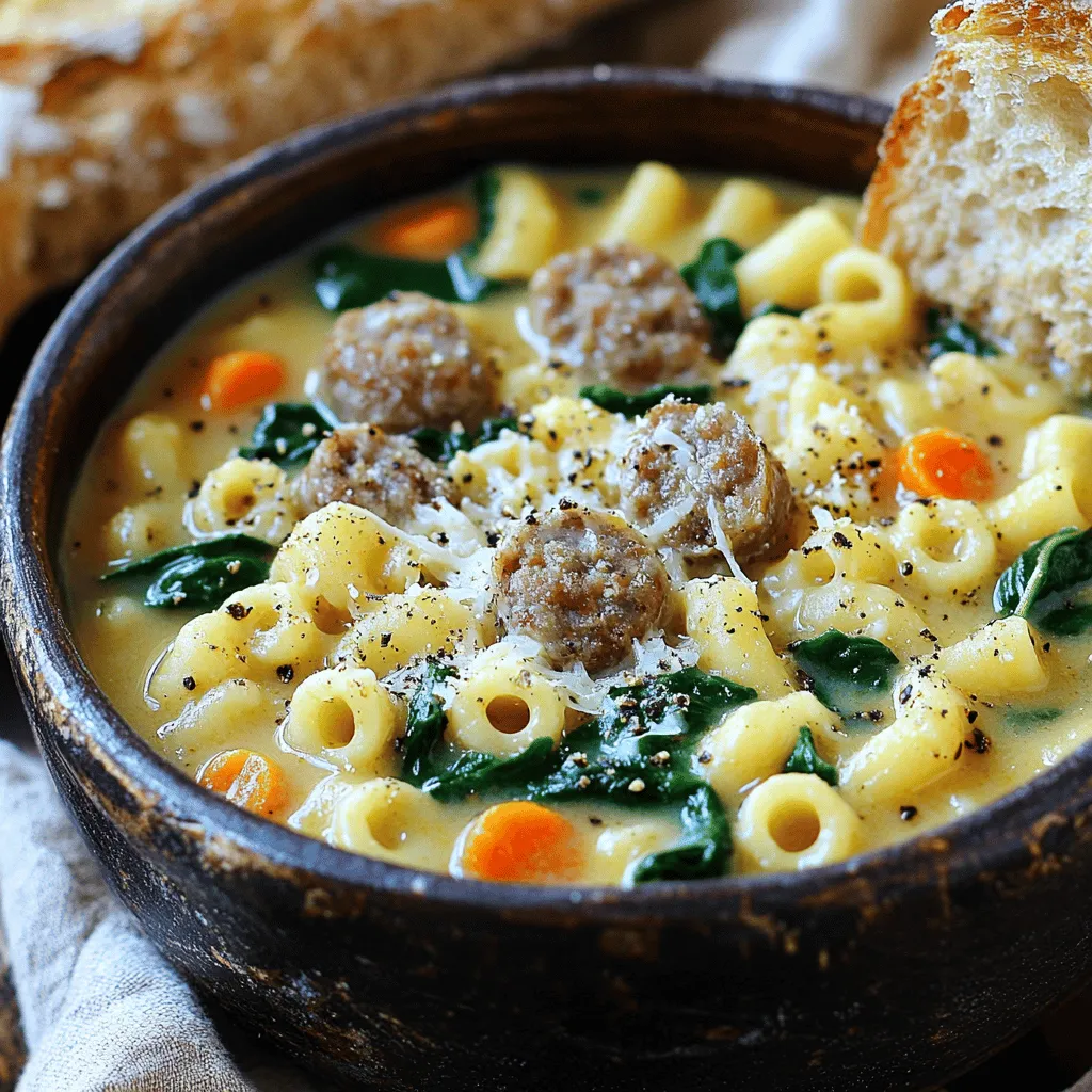 Cremige Parmesan Wurst Ditalini Suppe für Genießer