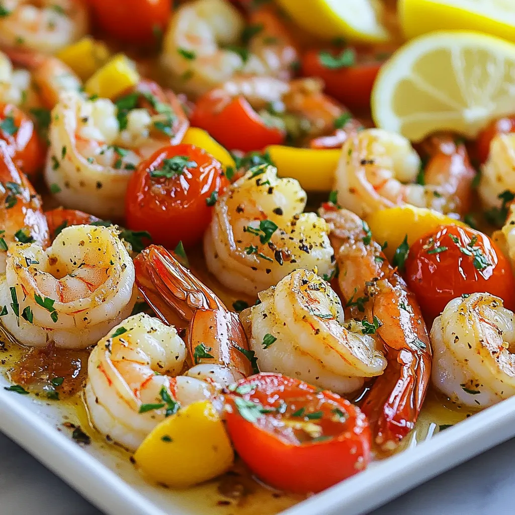Zufriedenstellende Blechpfanne mit Zitronen-Knoblauch-Garnelen