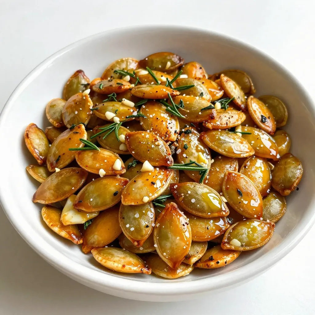 Knoblauch-Kräuter geröstete Kürbiskerne leckere Snack