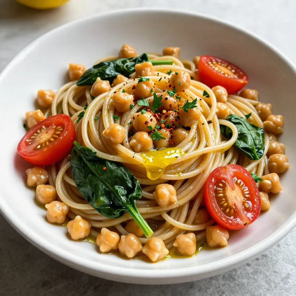 Zesty Lemon Chickpea Pasta Frisch und Einfach Rezept