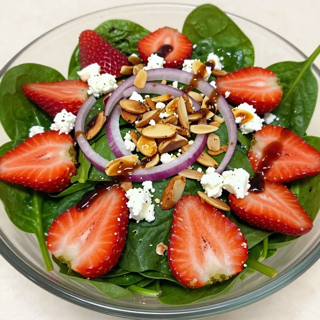 Almond Strawberry Spinach Salad Frisch und Lecker