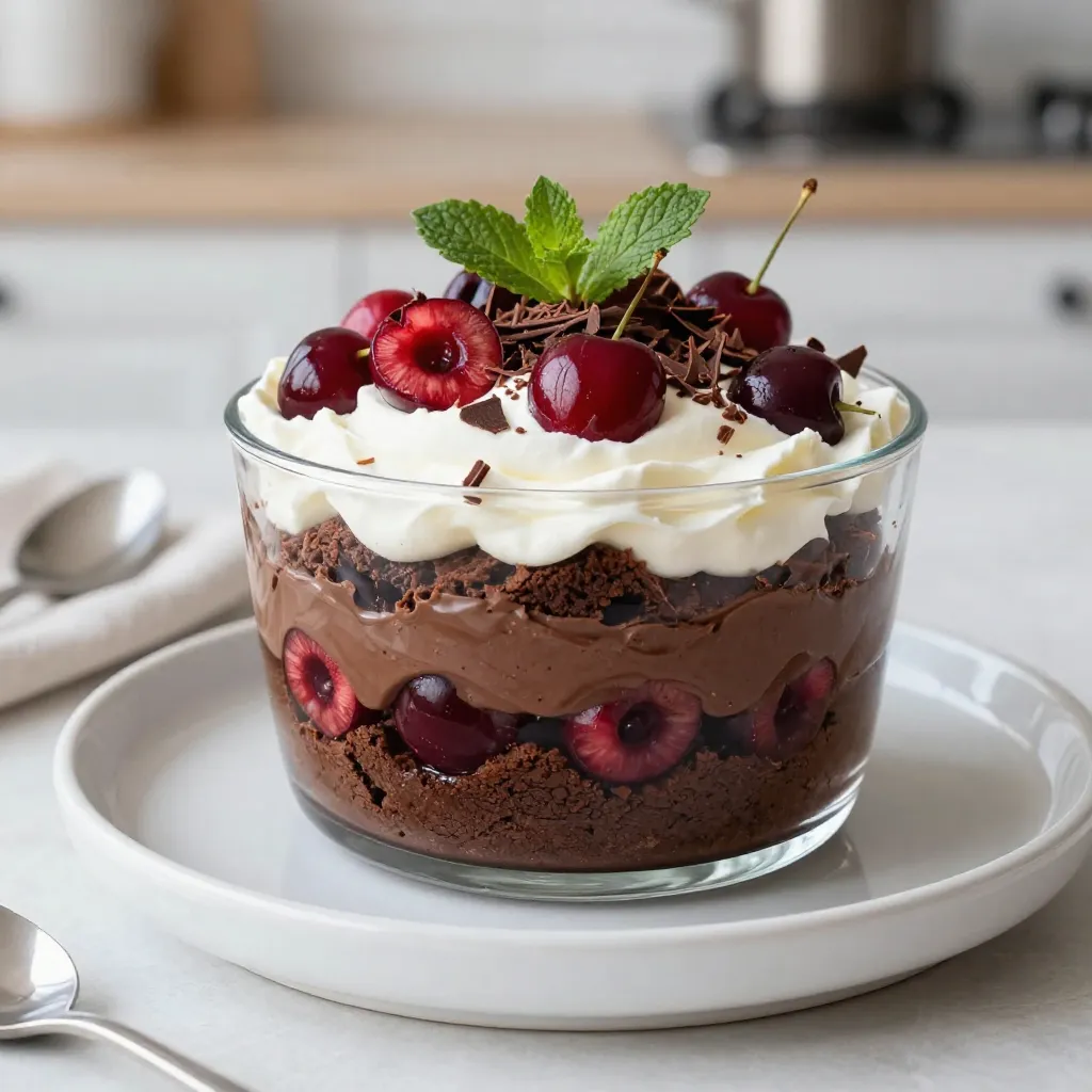 Schokoladen-Kirsch-Brownie-Trifle köstlich und frisch