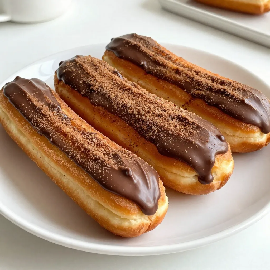 Schokoladenglasiertes Churro Donuts Rezept lecker