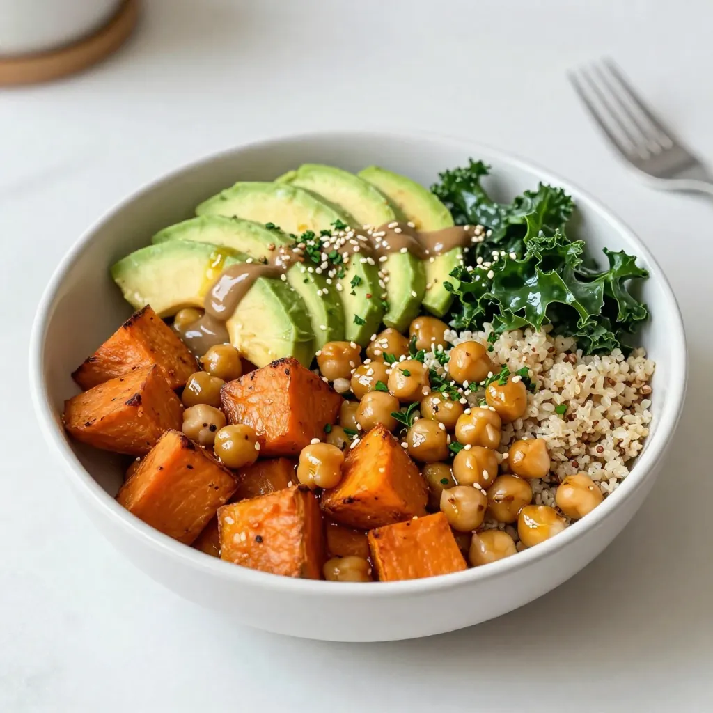 Süßkartoffel Kichererbsen Buddha Bowl nahrhafte Wahl