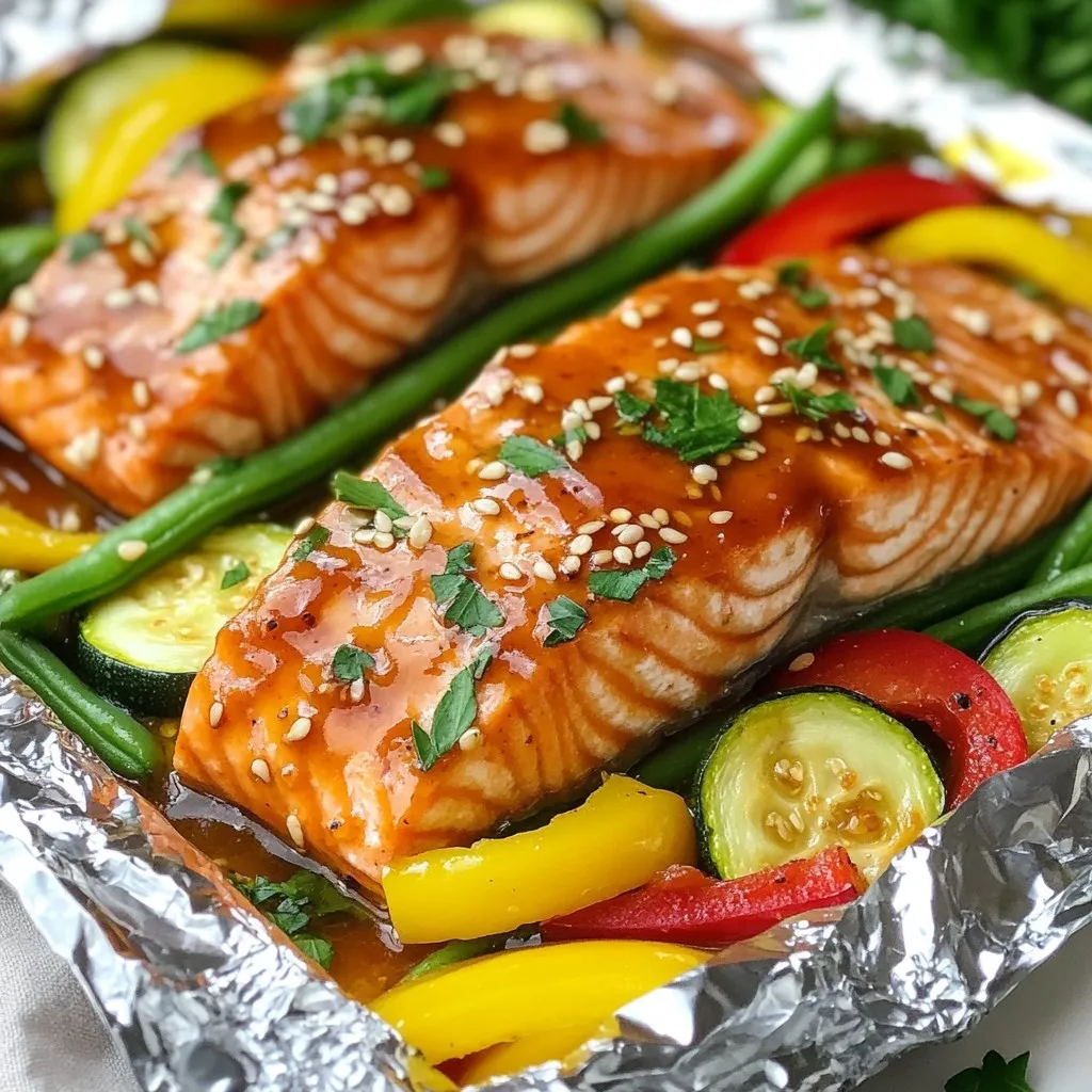 Wunderbare Honey Garlic Salmon Foil Packets Rezept