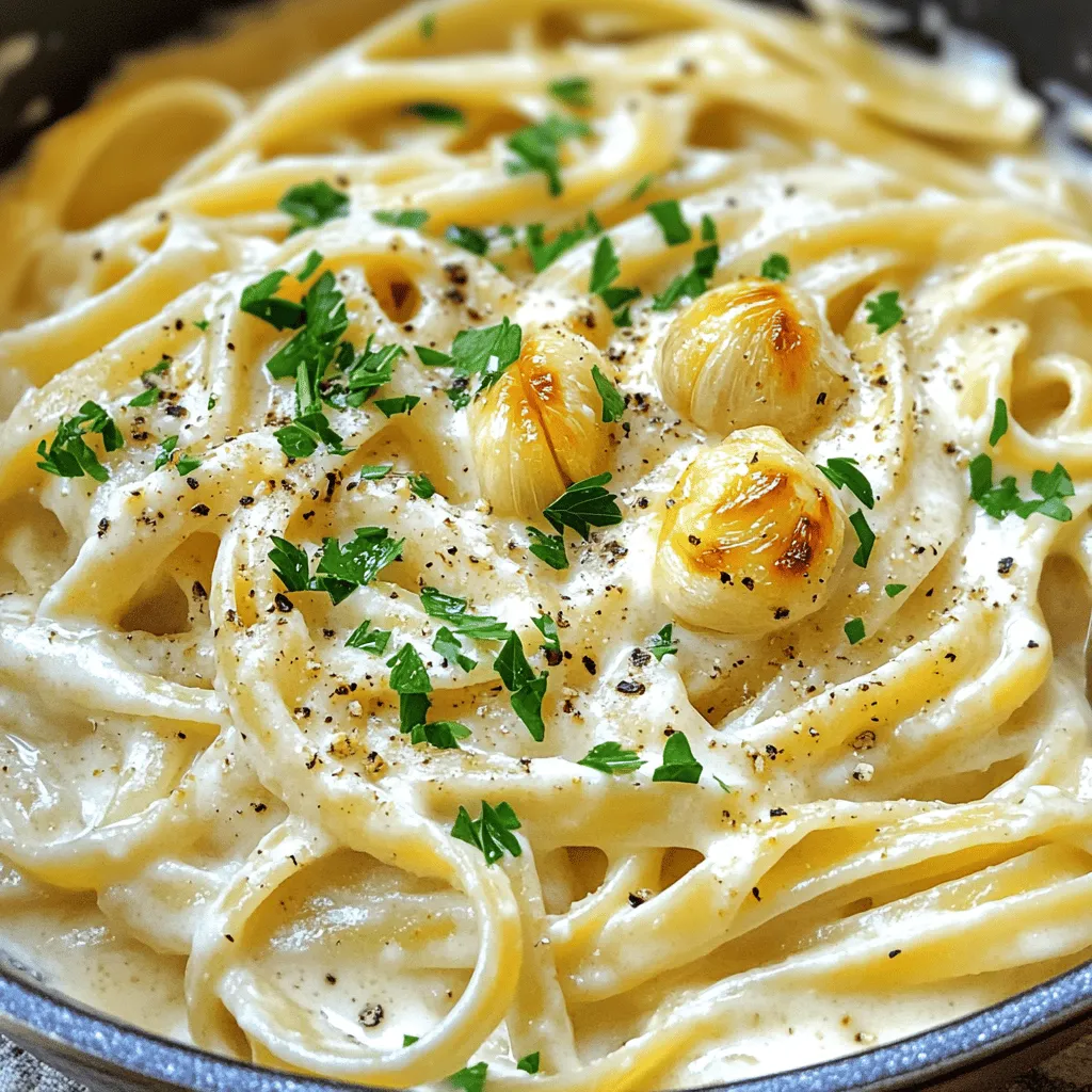 Cremige geröstete Knoblauch-Alfredo Ein-Topf Gericht