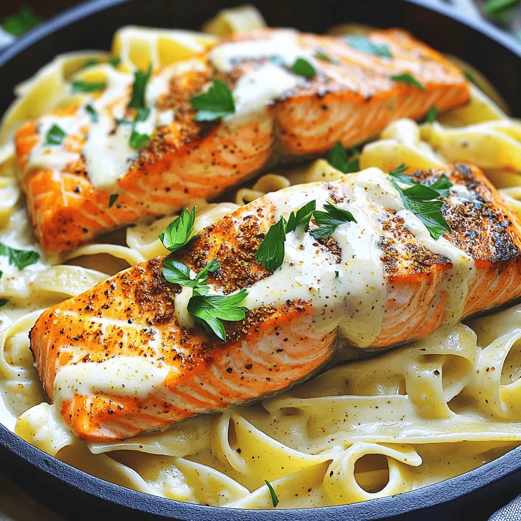 Creamy Cajun Salmon Alfredo Köstliches Gericht