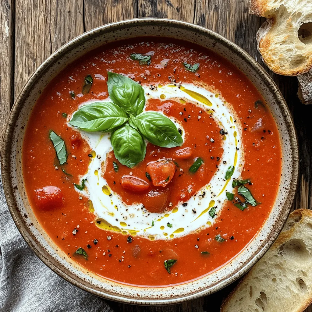 Rustikale Tomaten-Basilikum-Suppe Einfach und Lecker