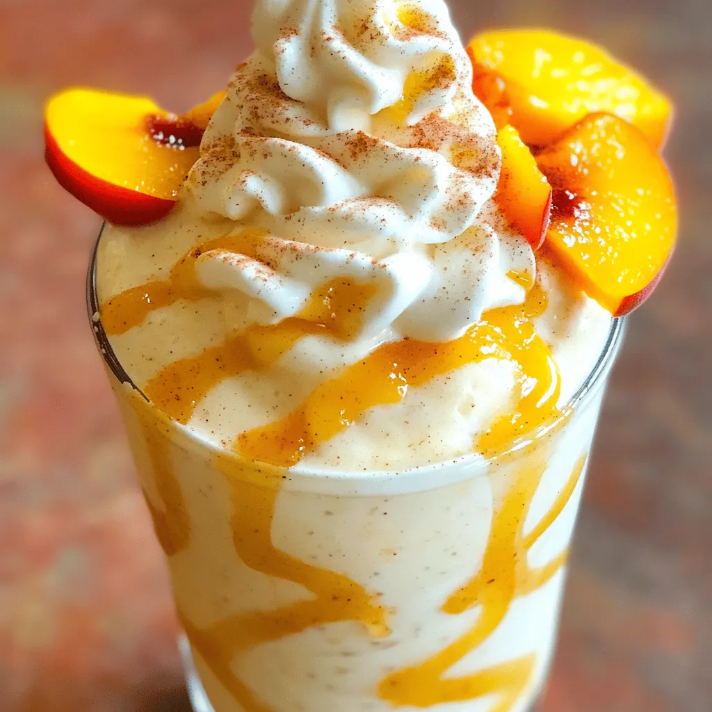Um einen copycat peach milkshake zu machen, brauchen wir einige einfache Zutaten. Zuerst benötigen Sie 2 Tassen Vanilleeis. Das Eis gibt dem Milchshake seine cremige Textur. Dann brauchen Sie 1 Tasse Milch. Passen Sie die Menge an, je nachdem, wie dick Sie es mögen.