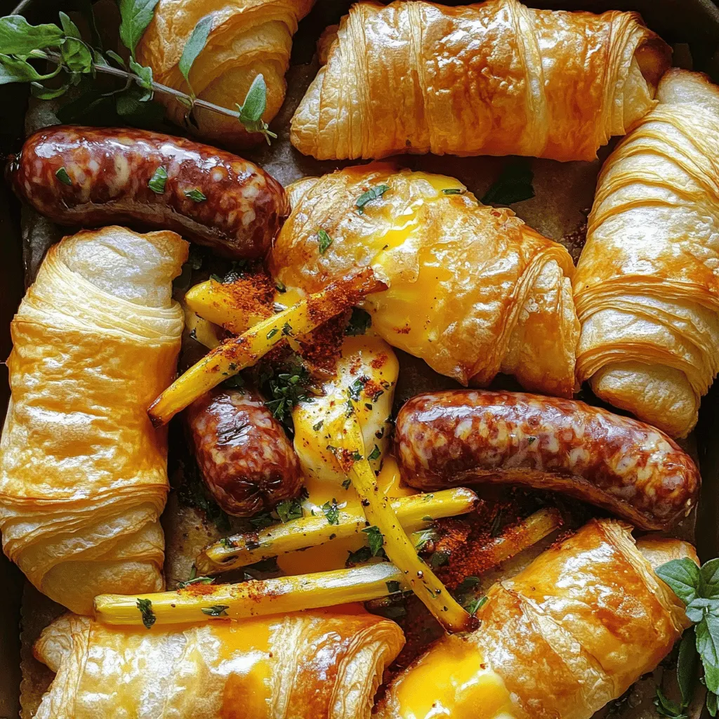 Wurst- und Eierauflauf mit Croissant-Röllchen Rezept