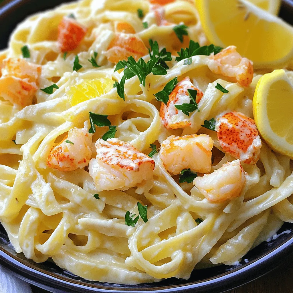 Cajun Lobster, Crab, und Salmon Alfredo Rezept lecker